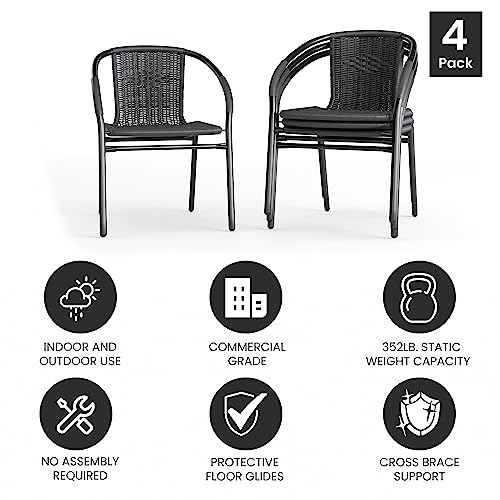 Flash Furniture Grey / Set of 4 / Contemporary Patio Dining Chairs