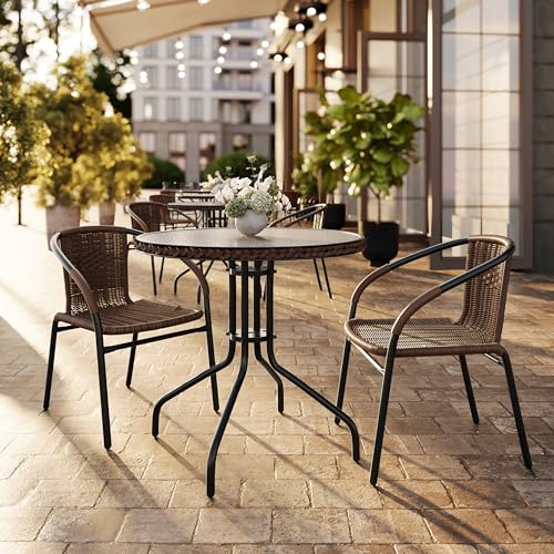 Flash Furniture Dark Brown / Set of 2 / Contemporary Patio Dining Chairs