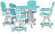 Blue 5-Piece Square Counter Height Dining Set, All-Weather Polyethylene, Outdoor Furniture for Patio Deck, Heavy Duty