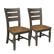 Solid Wood Ladderback Dining Chairs Set of by Furnifact – Wood, Hickory and Washed Coal, Pack of 2