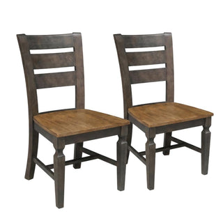 Solid Wood Ladderback Dining Chairs Set of by Furnifact – Wood, Hickory and Washed Coal, Pack of 2