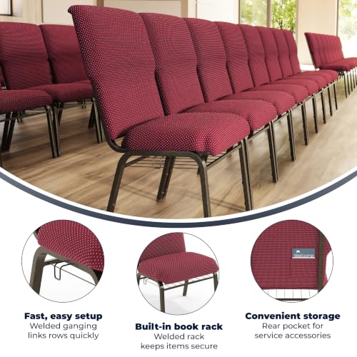 Flash Furniture Burgundy Pattern Fabric/Gold Vein Frame / Set of 1 / Classic Stacking Chairs