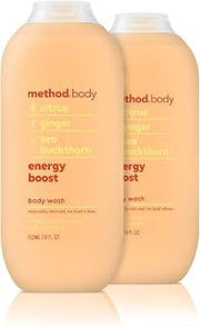 Method Body Wash, Plant-Based Body Cleanser and Moisturizing Body Wash, Energy Boost, 18 Fluid Ounce (Pack of 2)
