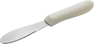 Winco 3 5/8" x 1 1/4" White Plastic Sandwich Spreader, Blade, Handle | Dishwasher safe, Stainless steel blade, Slip-resistant handle, NSF certified, Restaurant service