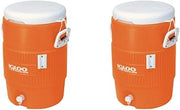 Igloo 5-Gallon Heavy-Duty Beverage Cooler, Orange & Ultimate Drip Catcher Set (2 Set, 5-Gallon, Orange)