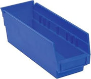 Akro-Mils 30124 Heavy Duty Plastic Shelf Bins, 24"x 4"x 4", Blue, 12-Pack