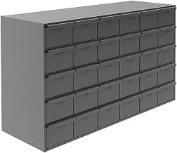 Durham 034-95 Gray Cold Rolled Steel Storage Cabinet, 33-3/4" Width x 21-1/2" Height x 11-3/4" Depth, 30 Drawer