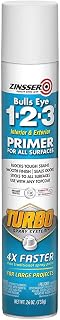 Zinsser Bulls Eye 1-2-3 Primer-Sealer, White | 26oz primer-sealer, White. Blocks stains & seals surfaces with superior adhesion for interior/exterior wood, drywall & metal.