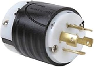 Legrand Pass & Seymour L2120P Turnlok Industrial Spec Grade Locking Plug, 20 Amp 3 Phase 120/208V, NEMA L21-20P, Black/White (1 Count)