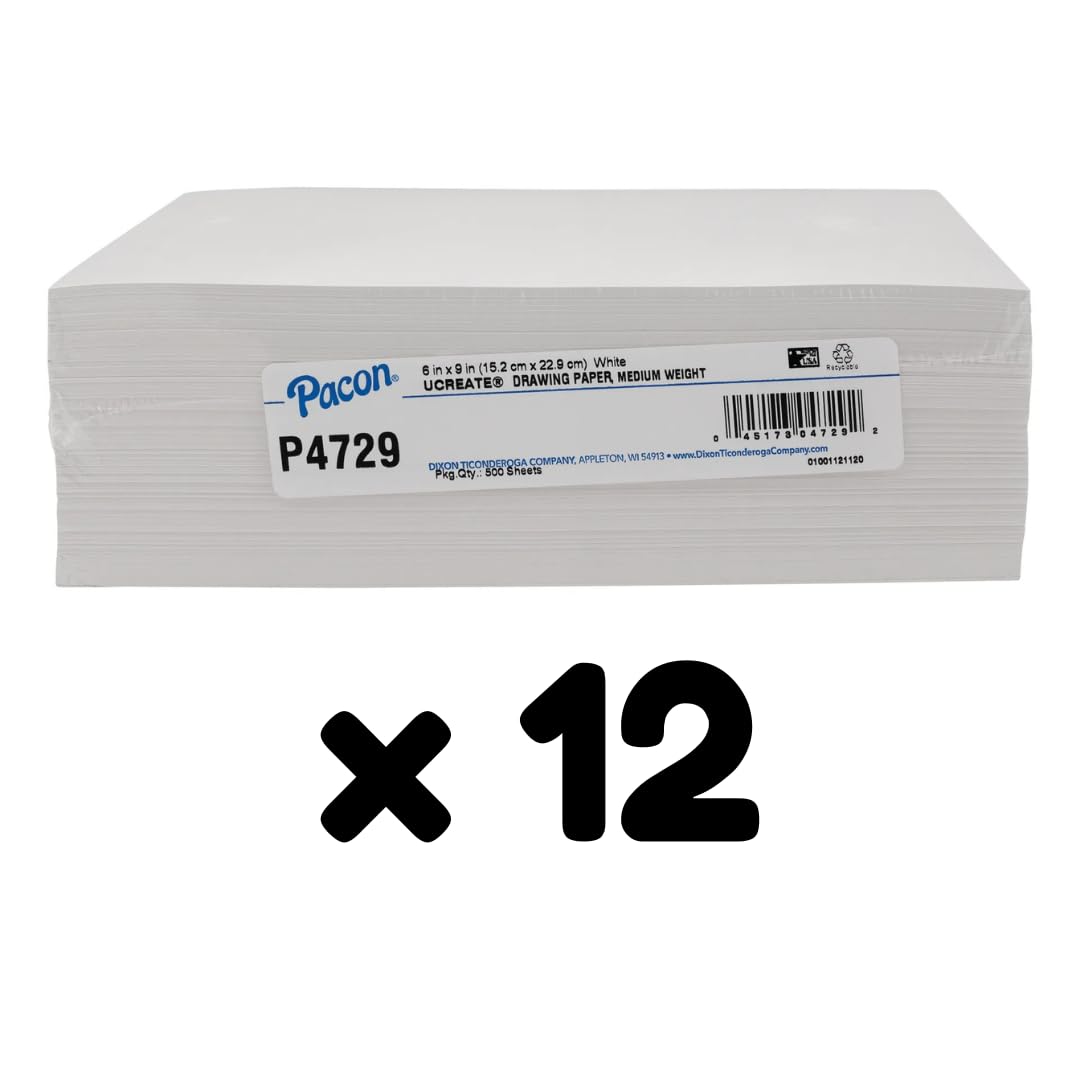 Pacon 6" x 9" (12-Pack) / White / Medium Weight Loose Drawing Paper