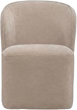 Starlight Canyon Home Solid Wood Upholstered Dining Chair with Castors, Eclectic Accent Upholstered Kitchen Chairs for Dining Room, Brown