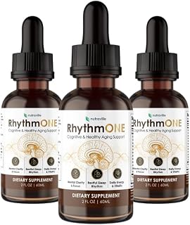 RhythmONE Mushroom Complex & Shilajit Drops - Memory, Energy, Sleep Support | Longevity Master Clock, Focus & Mental Clarity, Immunity, Mobility, Lion's Mane, Cordyceps, Reishi, 2mL Daily (Pack of 3)