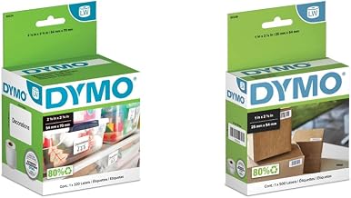 DYMO Authentic LW Large Multi-Purpose Labels for LabelWriter Label Printers & LW Multi-Purpose Labels for LabelWriter Label Printers, White, 1'' x 2-1/8'', 1 roll of 500 (30336)