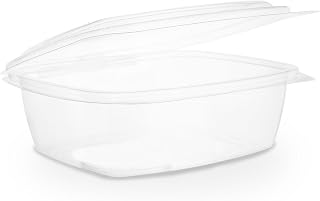 Vegware Compostable 32oz Hinged Clear Deli Containers, Case of 200, PLA Plastic Meal Prep, To Go Box With Lid, Made from PLA, A Renewable Material Made from Plants, Tight Seal for Freshness