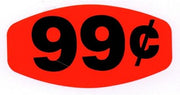 99¢ Price Label Red Grabber Grocery Store Labels Black Imprint - 1 3/8" L x 7/8" H 1000 per Roll