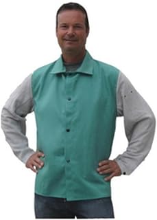 Tillman 9630 30" 9 oz. Green FR Cotton/Side Split Leather Jacket, X-Large