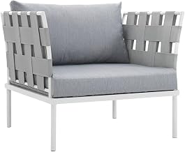 White Aluminum Armchair for Outdoor Lounge or Patio, Stylish Weather-Resistant Frame, Comfortable Seating for Relaxing and Entertaining
