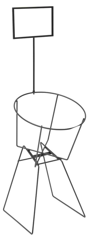 Black Single Basket Display Stand by HUBERT – Alloy Steel, black, Model 61208-a