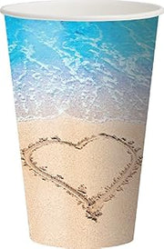 Creative Converting 8 Count Beach Love Hot/Cold Cups, 12 oz, Blue/Brown