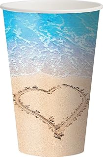 Creative Converting 8 Count Beach Love Hot/Cold Cups, 12 oz, Blue/Brown