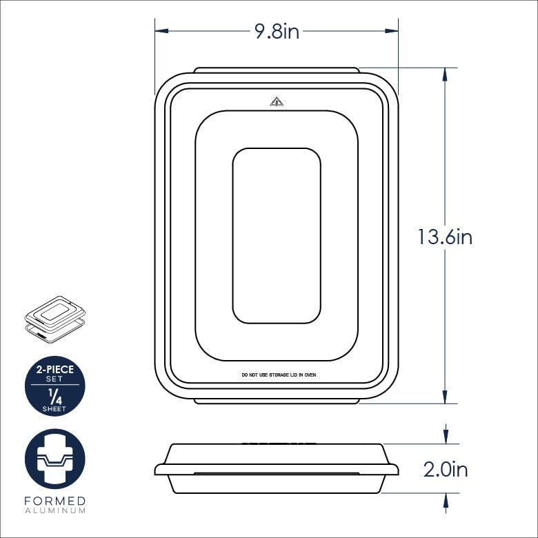 Naturals Quarter Sheet with Lid by Nordic Ware – Quarter Sheet with Lid (Pack of 1), Aluminum, Natural, Model 45303