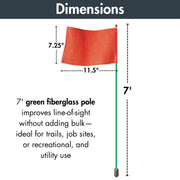 7' Green ATV/UTV Flag Pole Whip with High Visibility Square Orange by Checkers – 11-1/2" L X 7-1/4" W, Nylon, Green Pole, Model FSRR7G-HB