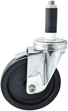 BK Resources 5" Polyolefin 1" Expanding Stainless Steel Stem Swivel Caster for Work Tables with Top Lock Brake, NSF, 300lb Capacity Per Wheel