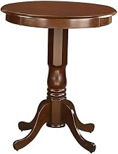Furnifact Wooden Round Counter Height Table with Pedestal Base, Tall Kitchen Dining Small Cafe Table, Mahogany