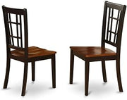 Furnifact Solid Wood Dining Chairs Set of 2, Traditional High-Back Wooden Kitchen Chairs for Dining Room Table, Black & Cherry
