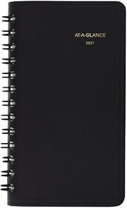2021 Pocket Calendar by AT-A-GLANCE, Weekly Planner, 2-1/2" x 4-1/2", Pocket Size, Unruled, Black (700350521)