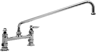 T&S Brass B-0220-LNM Double Pantry Swivel Base Faucet Deck Mount, 8" Centers, Lever Handles, Less Nozzle (Pack of 6)