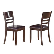Solid Wood Faux Leather-Upholstered Dining Chairs Set of by Furnifact – Wood, Brown, Pack of 2