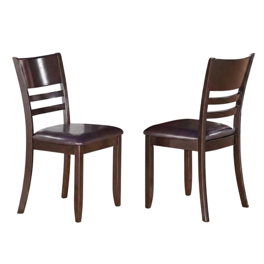Solid Wood Faux Leather-Upholstered Dining Chairs Set of by Furnifact – Wood, Brown, Pack of 2