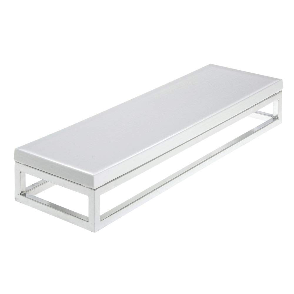 Cerve Collection Chrome Display Riser with White Top - 3 1/5"H by HUBERT – Metal, Grey, Model 53034+21734