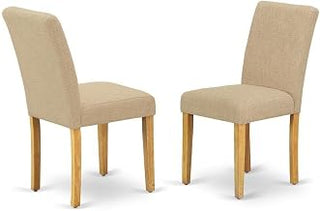 Furnifact Upholstered Dining Chair Parsons Style with Padded Seat, Kitchen Chairs for Dining Table and Dining Room Chairs, Oak, Set of 2
