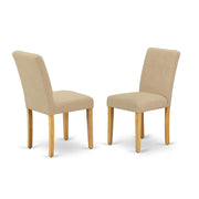 Upholstered Dining Chair Parsons Style with Padded Seat by Furnifact – Wood, Oak, Pack of 2