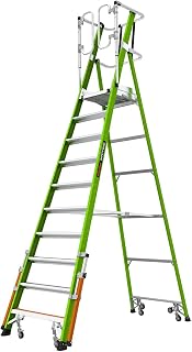 Little Giant Safety Cage, 10 ft Enclosed Platform, 19710-146 | Fully Enclosed Platform, Fiberglass, Auto-Closing Gate, Ground Cue, Adjustable Outriggers, Type IAA 375 lbs. Weight Rating