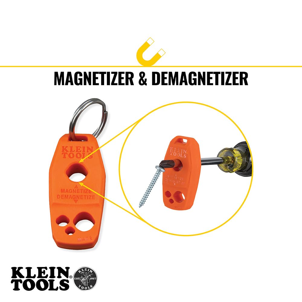 Screwdriver Set with Magnetizer/Demagnetizer for Magnetic Tips by KLEIN TOOLS – One Size, Blend, Black, Model 85148
