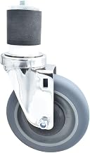 BK Resources 5" Gray Rubber 2" Expanding Stainless Steel Stem Swivel Caster for Work Tables, NSF, 250lb Capacity Per Wheel