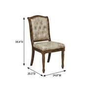 Solid Wood Polyester-Upholstered Dining Chairs Set of by Furnifact – Wood, Brown/Beige, Pack of 2