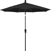 California Umbrella 7.5' Rd. Aluminum Patio Umbrella, Crank Lift, Collar Tilt, Stone Black