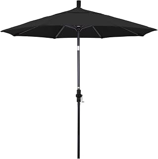 California Umbrella 7.5' Rd. Aluminum Patio Umbrella, Crank Lift, Collar Tilt, Stone Black