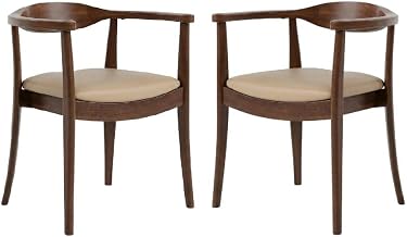 Ralmon Rich Walnut Dining Chairs Set of 2 with Solid Wood Construction by Starlight Canyon Home – Solid Wood, Rubberwood, Metal, Fabric, Brown, Pack of 2