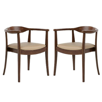 Ralmon Rich Walnut Dining Chairs Set of 2 with Solid Wood Construction by Starlight Canyon Home – Solid Wood, Rubberwood, Metal, Fabric, Brown, Pack of 2