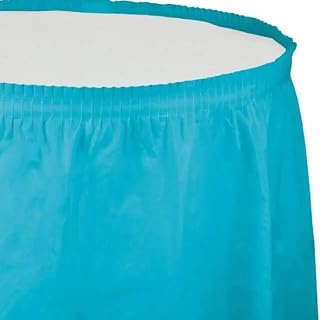 Creative Converting Solid Bermuda Blue Plastic Table Skirt - 1pc