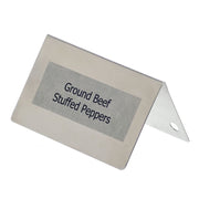 Table Tent Signs Brushed Stainless - 3 1/2"L x 1 3/4"H by HUBERT – Small Signage, Stainless Steel, Silver