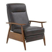 Semi-Leather Recliner Chair with Wood Arms Push-Back by Furnifact – Hardwood and plywood frame construction, Leather Gel, Brown