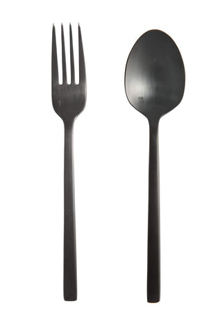 Arezzo 2 Piece Serving Set by Fortessa – 2 Piece Serving Set, Stainless Steel, Brushed Black, Model 2PPS-6B165-05