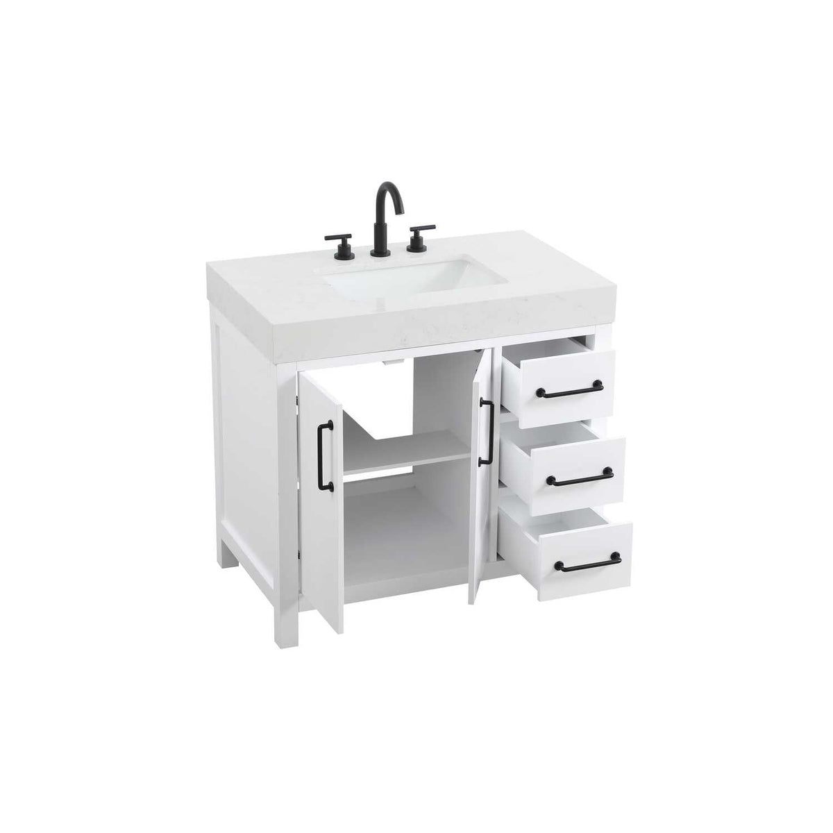 Elegant Kitchen and Bath 36" Single Bathroom Vanity in White by Elegant Lighting – unspecified, Wood, White, Model VF60636WH