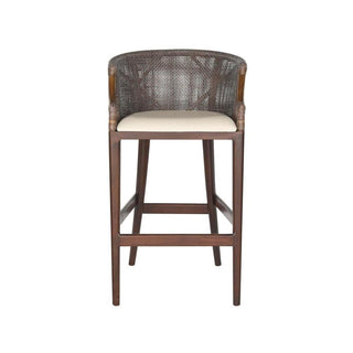 White Artisan Bar Stool with Foam Cushion by Starlight Canyon Home – Wood, Brown